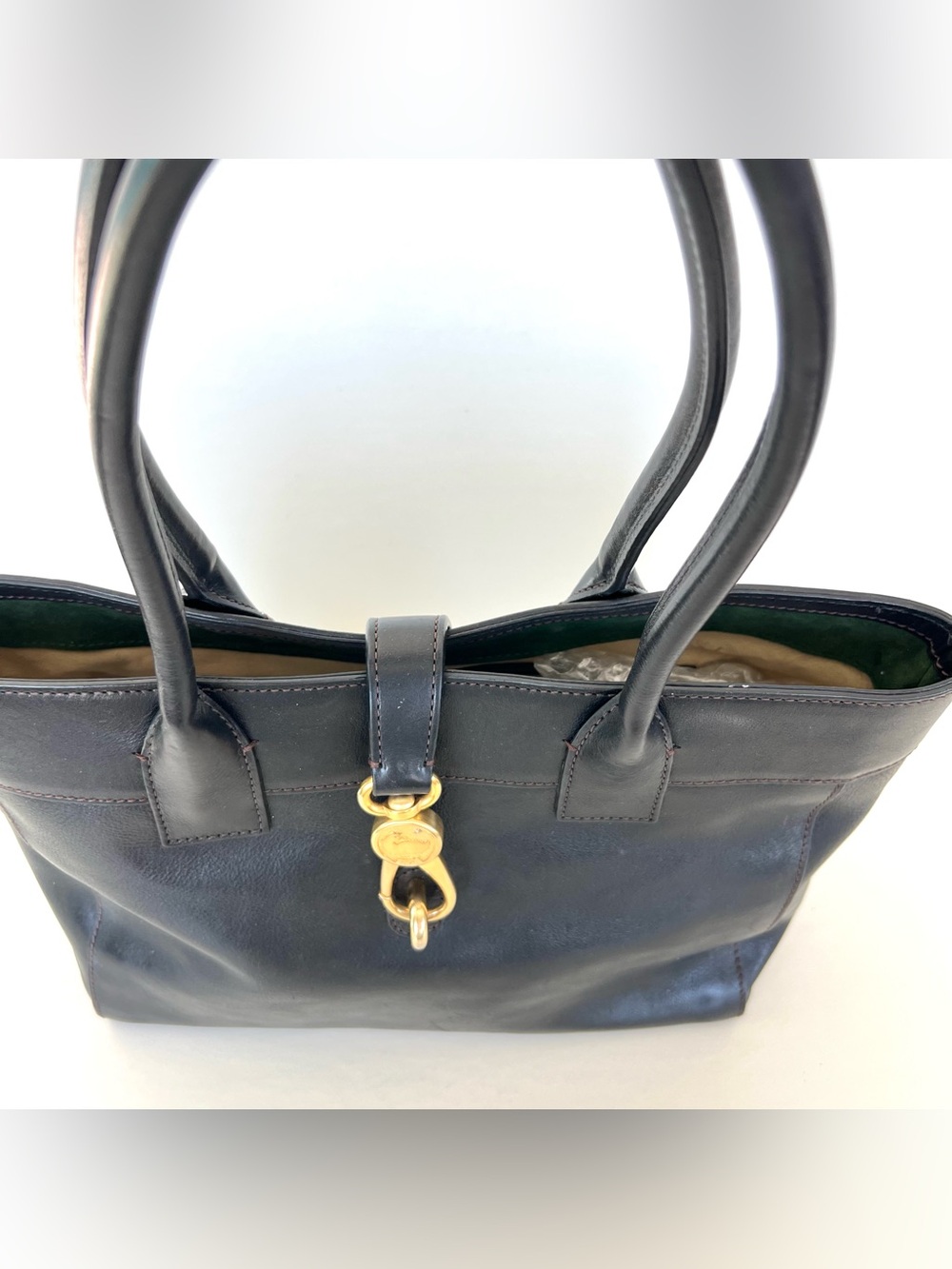 DOONEY & BOURKE Florentine Large Amelie Black Leather Logo Lock Shoulder Tote - Picture 8 of 15